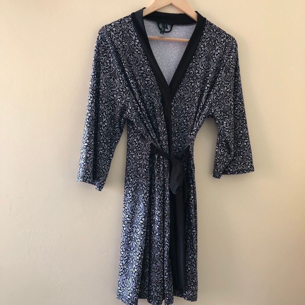 Laura Ashley Wrap Dress Paisley Floral Black Size M